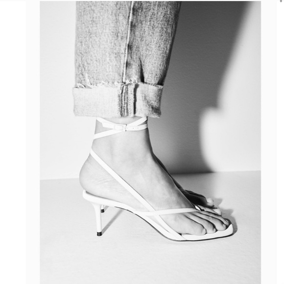 ZARA Heeled Leather Square Toe Sandals Mauve - Picture 2 of 8